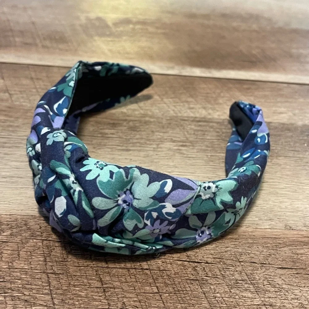 Navy Floral Knot Headband Women's Fabric Hair Accessory‎
